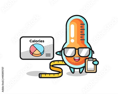 Illustration of thermometer mascot as a dietitian