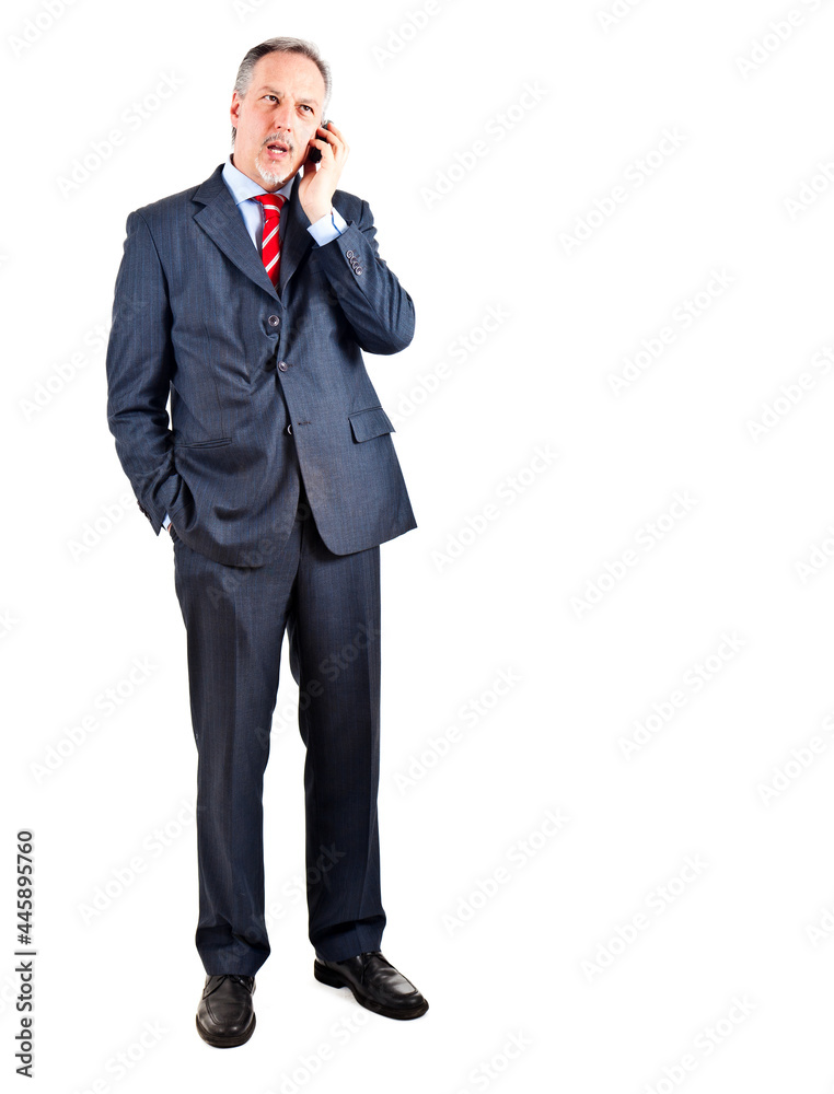 Smiling mature manager talking on the phone Smiling mature manager talking on the phone
