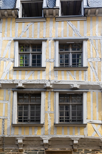 facade of an old house in the historic center of Rennes, Brittany
