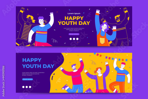 Happy international youth day banner template