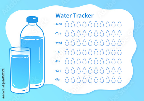 Water tracker with glass and bottle