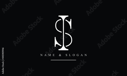 SI, IS, S, I abstract letters logo monogram