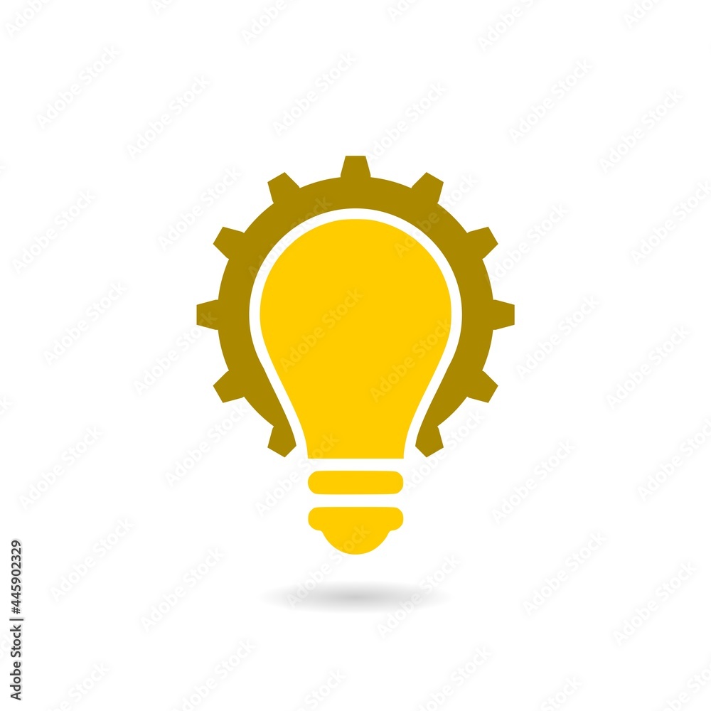 Gear and bulb logo design with shadow Gear and bulb logo design with shadow