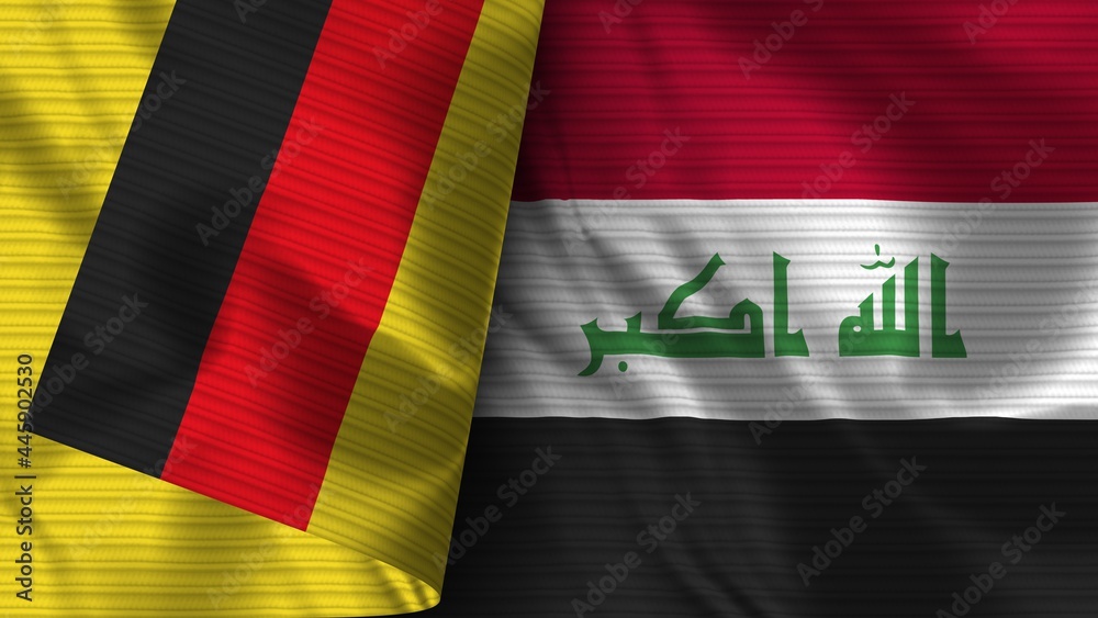 Iraq and Germany Realistic Flag – Fabric Texture 3D Illustration