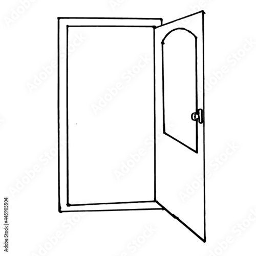 sketching pictures of open door hands and closed doors - vector