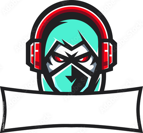 template ninja gaming mascot vector ready to use