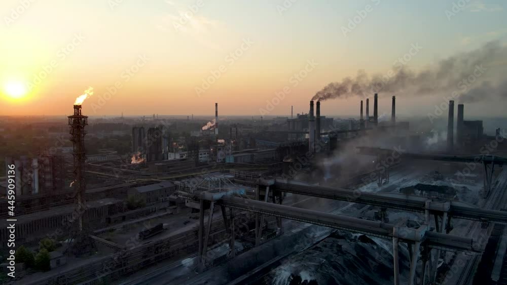 Steel Plant Industry Demis Pipe Pollution Emissions Flyover Drone 4K Video Steel Plant Industry Demis Pipe Pollution Emissions Flyover Drone 4K Video