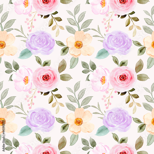 Colorful watercolor floral seamless pattern © Asrulaqroni