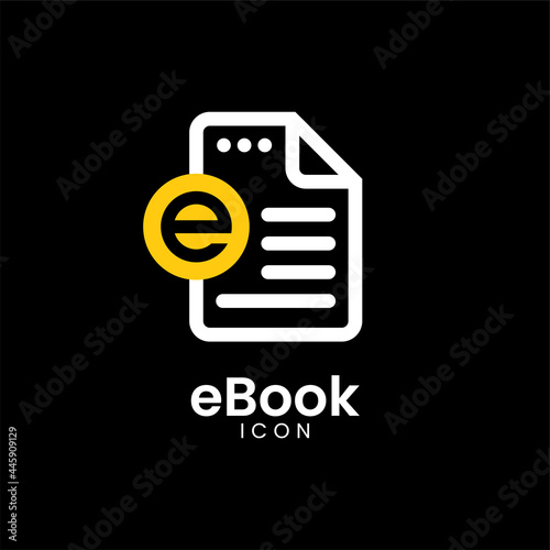 Ebook icon  with simple minimalist line art monoline style. vector icon