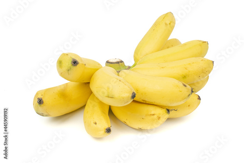 Bunch of cultivated banana (Kluai Namwa) (Musa sapientum Linn.) isolated on white background, High nutrition fruits