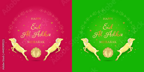 Feast of the Sacrifice Greeting Card. Eid al-Adha Mubarak. Kurban Bayraminiz Kutlu Olsun. Holy days of muslim community.