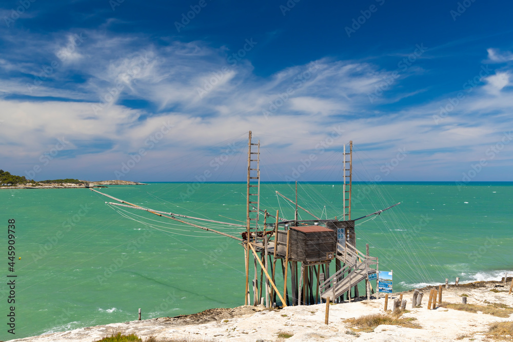 fishing towers near Vieste, NP Gargano, Foggia, Italy