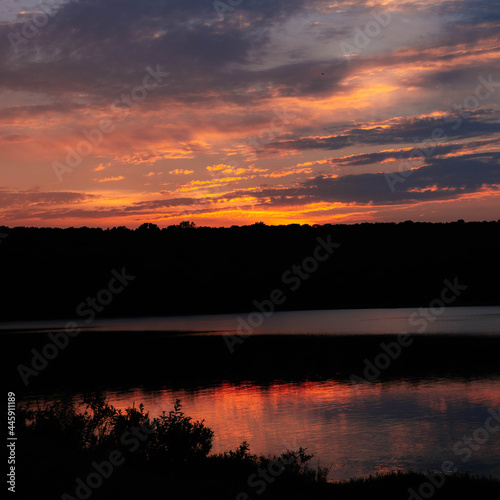 sunset over the lake