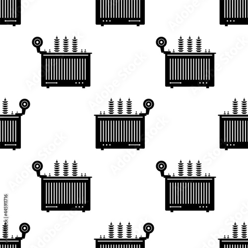 Electric Transformer Icon Seamless Pattern, Device Used To Increase Or Decrease The Alternating Voltages