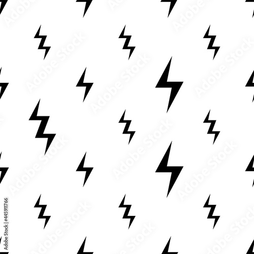 Light Bolt Icon Seamless Pattern, Lightening Strike Icon