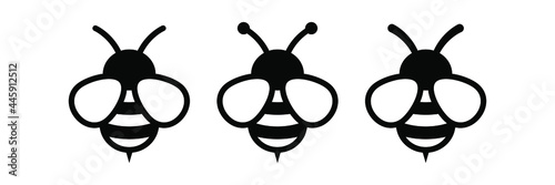 Bee icon, Honey Bee in flat style on white background.