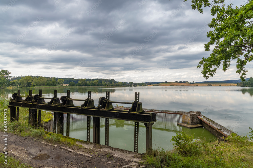 sluice on the pond, Southern Bohemia, Czech Republic