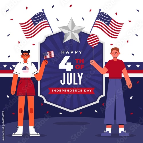 Flat 4th July Independence Day Illustration_5