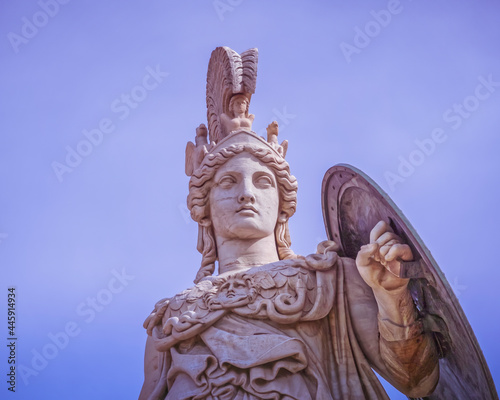 Athena marble statue the ancient goddess of wisdom and knowledge, space for your text