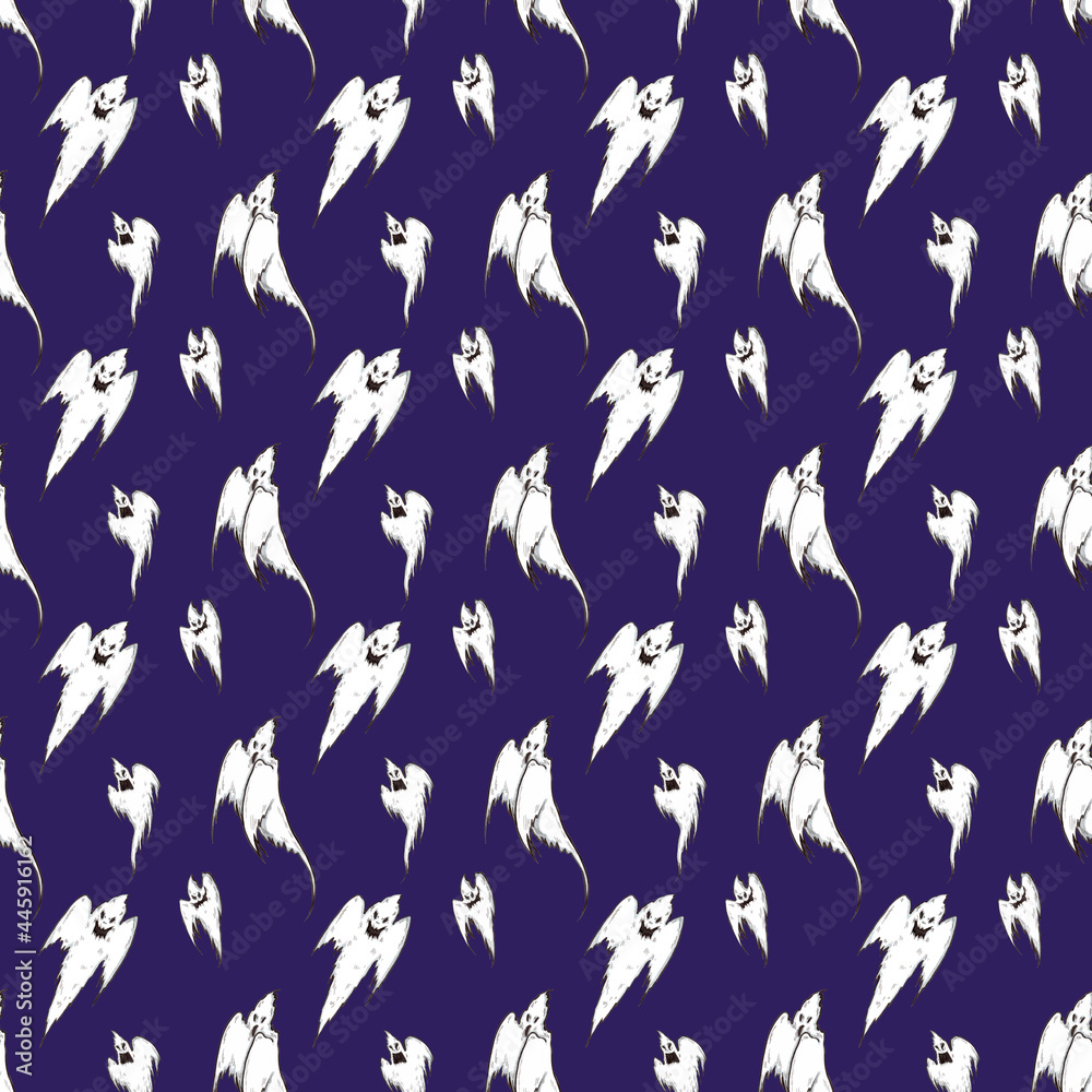 Ghost seamless pattern, Halloween theme background.