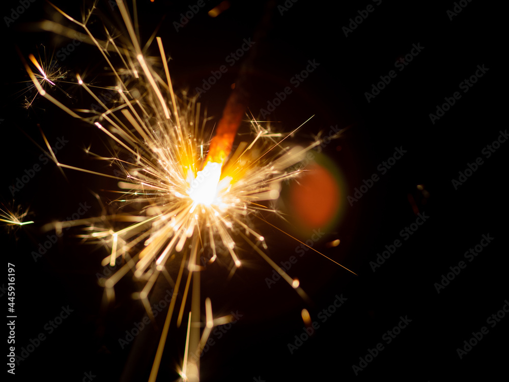 Fire sparklers on black background