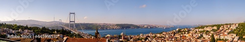 Istanbul. Panoramic view of the city, the Bosphorus Bridge, Ortakoy Mosque and Bosphorus photo