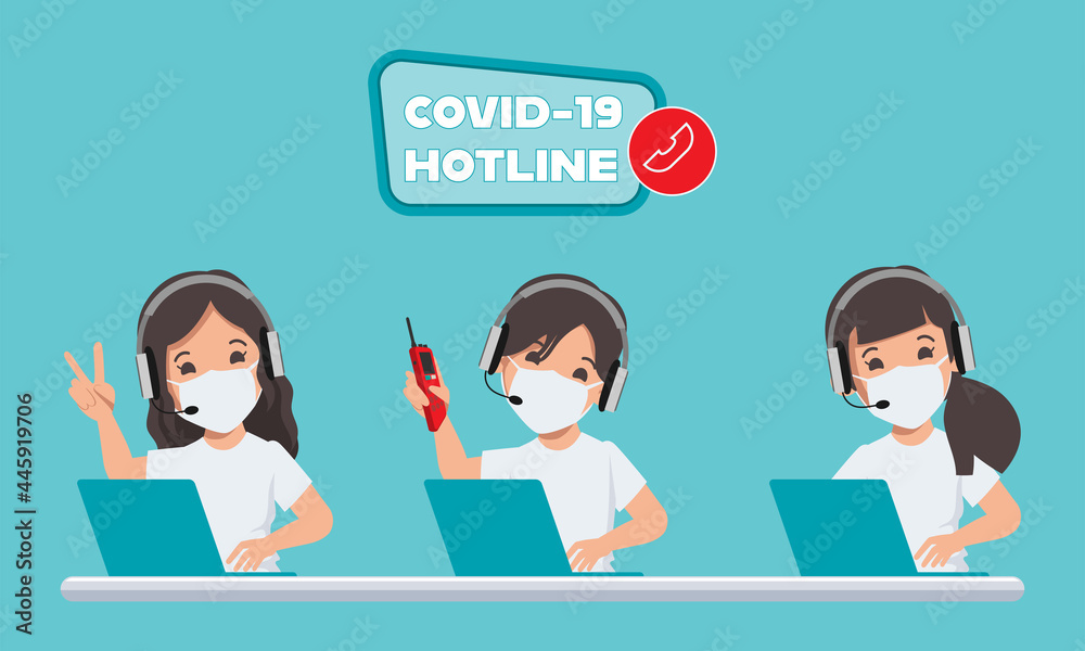Call center emergency worker hotline to help and support patient during covid-19 disease. Call center emergency worker hotline to help and support patient during covid-19 disease.