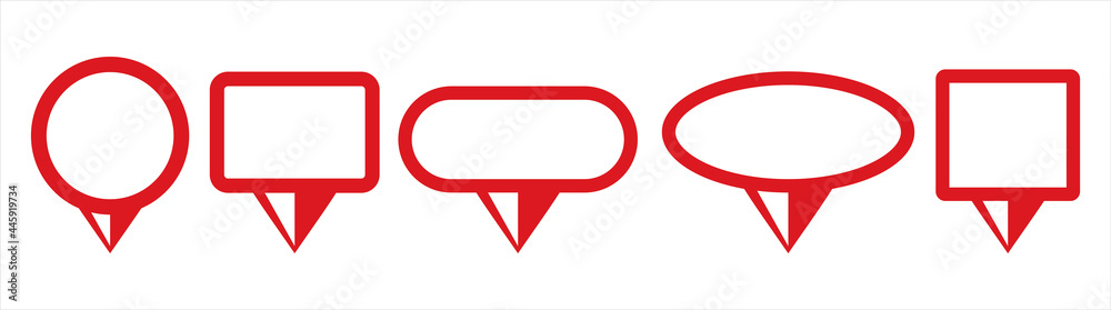 Speech bubble pin isolated on white background. Global Positioning system sign. Vector illustration. Speech bubble pin isolated on white background. Global Positioning system sign. Vector illustration.
