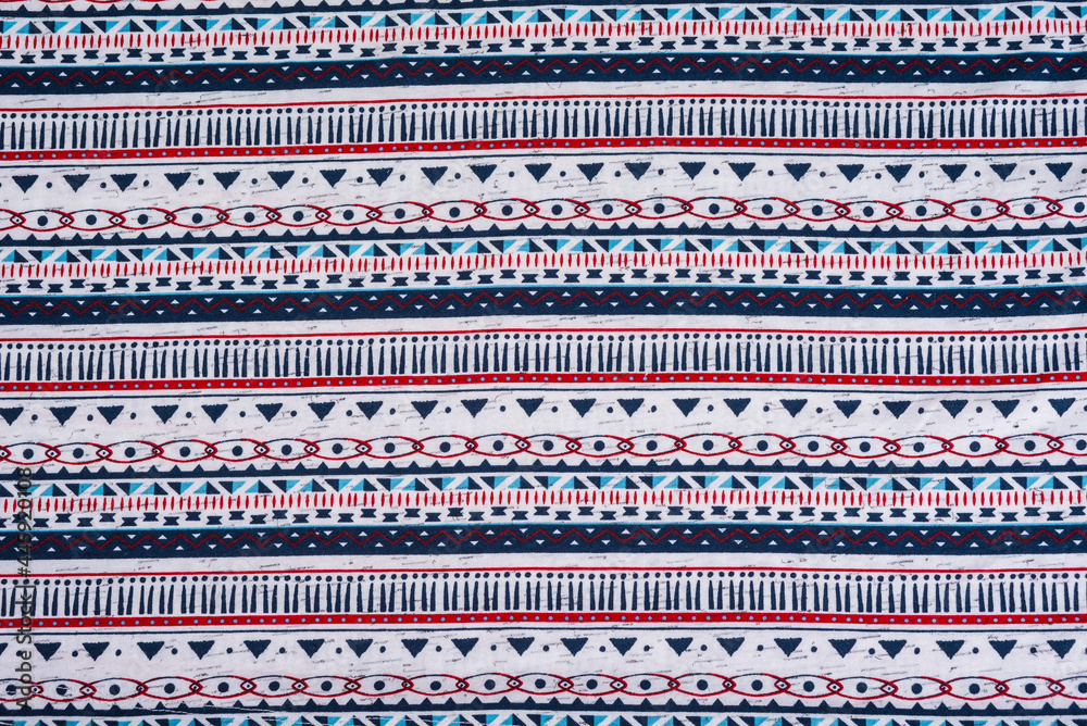 Blue and red Indian fabric pattern
