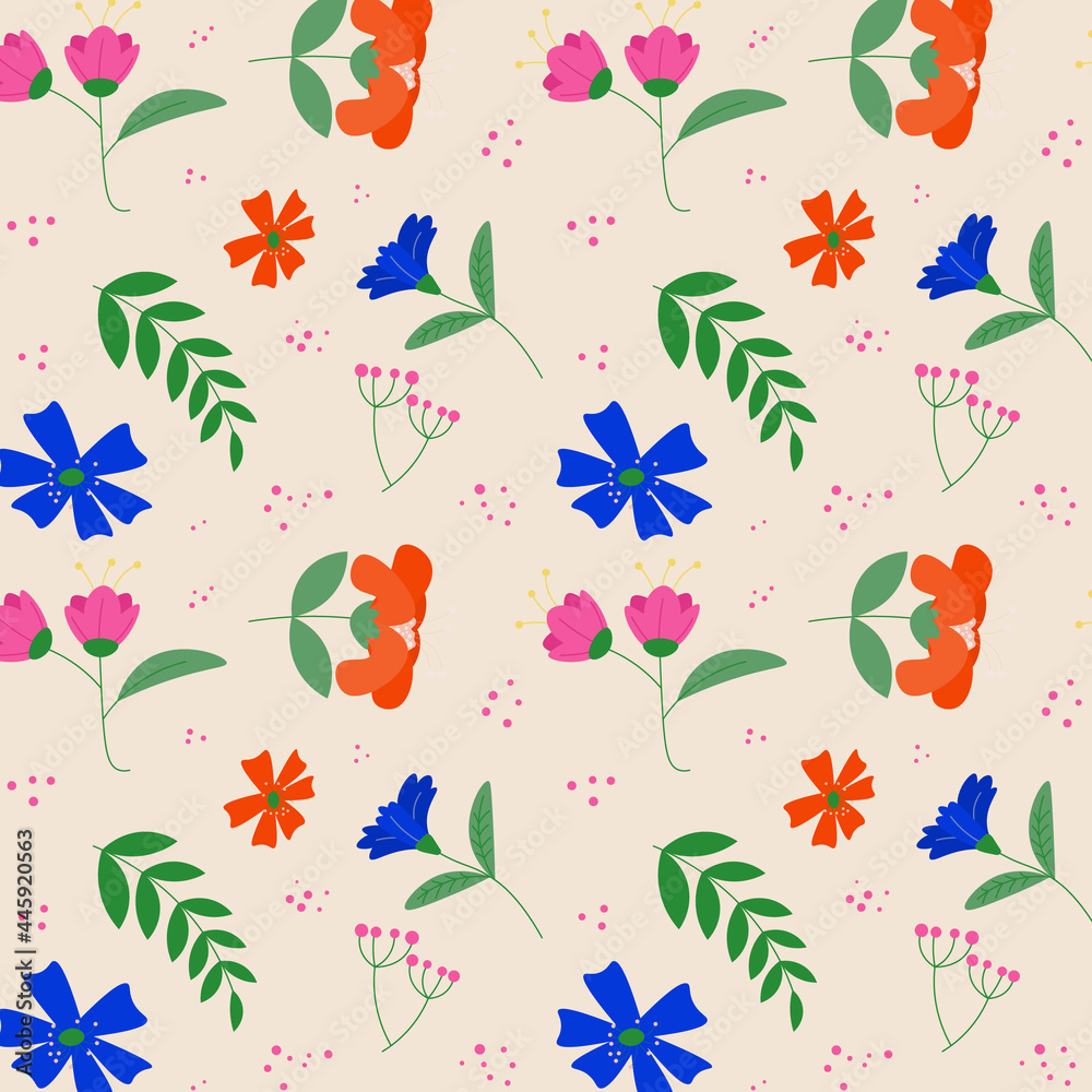 Abstract organic floral pattern background. Vector.