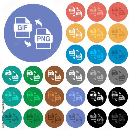 GIF PNG file conversion round flat multi colored icons © botond1977