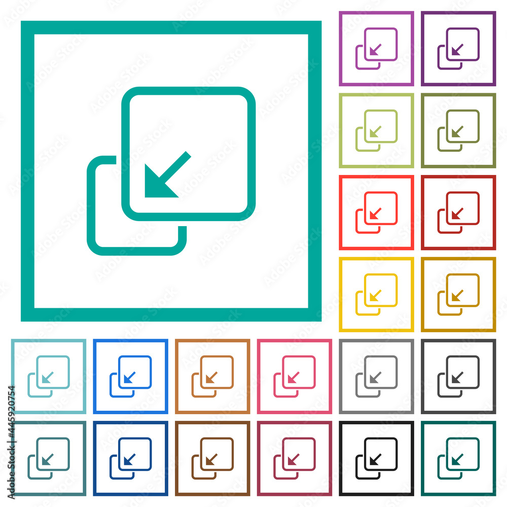 Collapse element flat color icons with quadrant frames