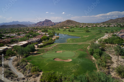 A desert golf course in the desert southwest.