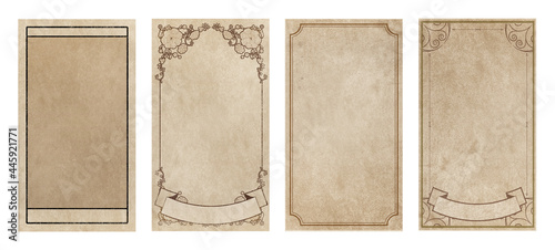 Ornamental frames on old style grunge paper, isolated on white background