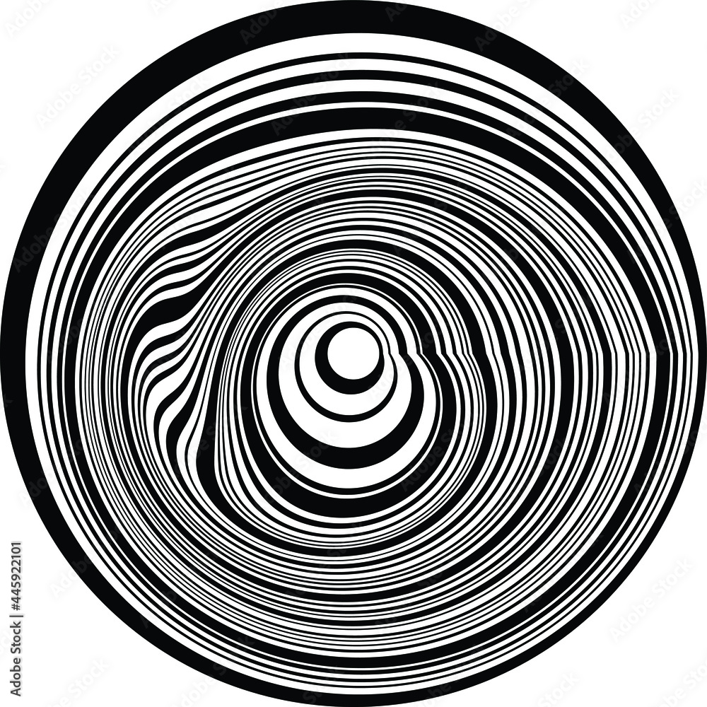 Black halftone dots in vortex form. Geometric art. Trendy design element.Circular and radial lines volute, helix.Segmented circle with rotation.Radiating arc lines.Cochlear Black halftone dots in vortex form. Geometric art. Trendy design element.Circular and radial lines volute, helix.Segmented circle with rotation.Radiating arc lines.Cochlear