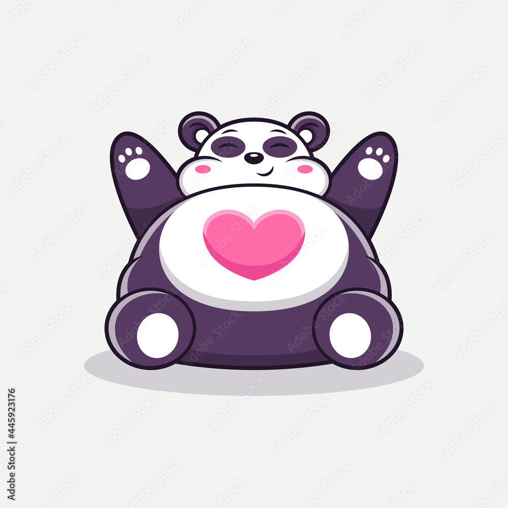 Fototapeta premium Cute big panda with love cartoon. Animal Vector