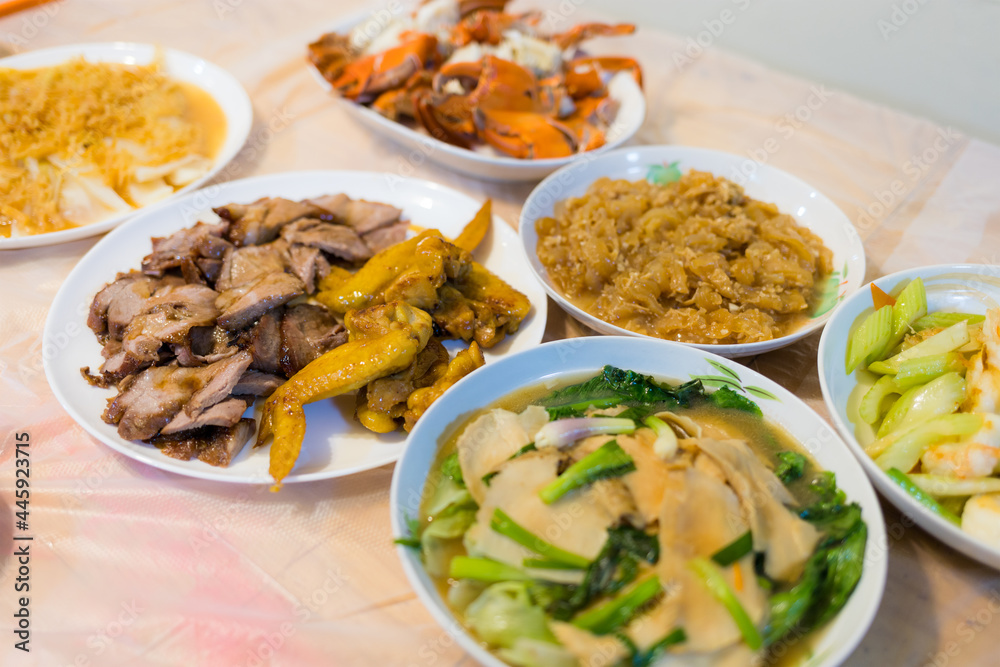Homemade dinner with Hong Kong style dishes