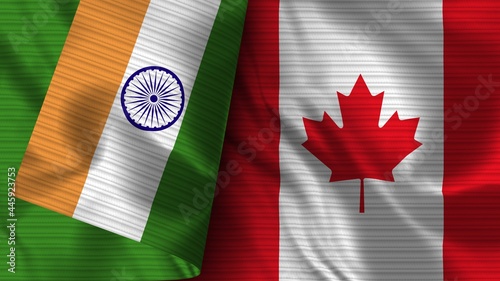 Wallpaper Mural Canada and India Realistic Flag – Fabric Texture 3D Illustration Torontodigital.ca