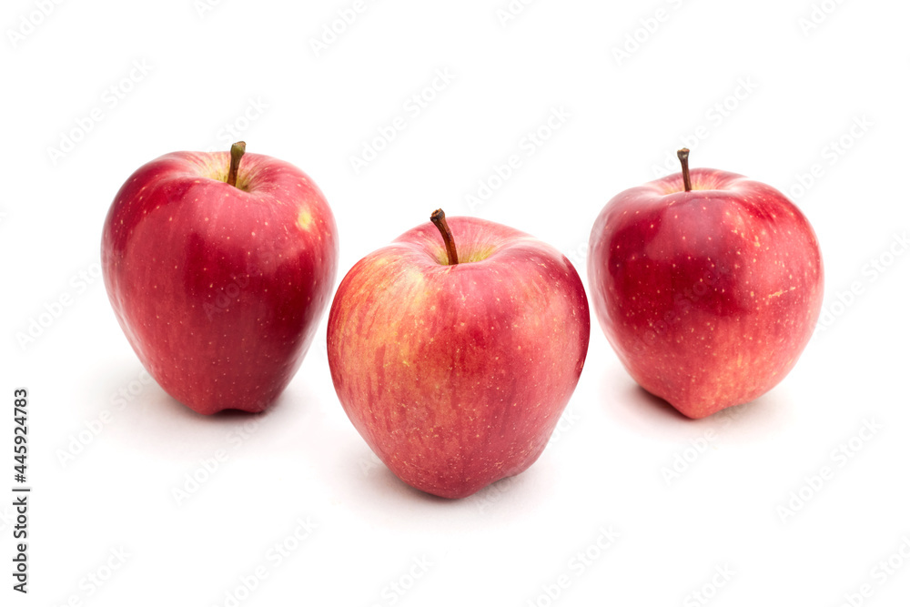 Few ripe red-yellow seasonal apples isolated on white background Few ripe red-yellow seasonal apples isolated on white background