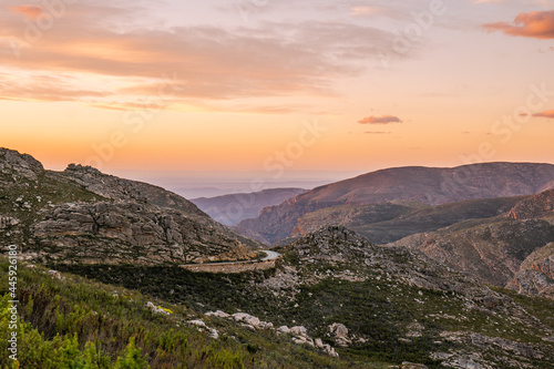 Shot of Swartberg Pass during sunset in the Little Karoo Western Cape South Africa