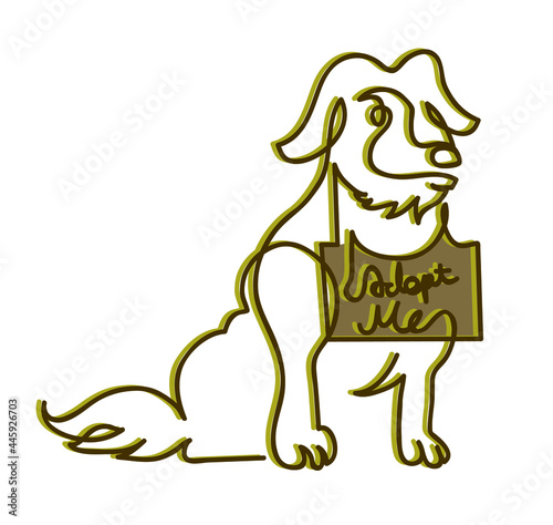 One line drawing of homeless dog to adopt
One continuous line drawing of lost and homeless dog.
