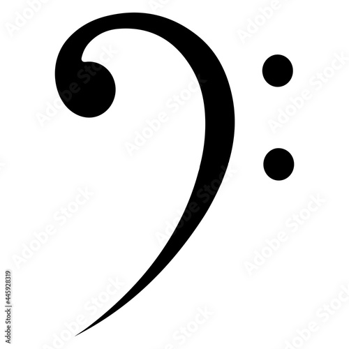 Bass Clef icon. Black icon isolated on white background.