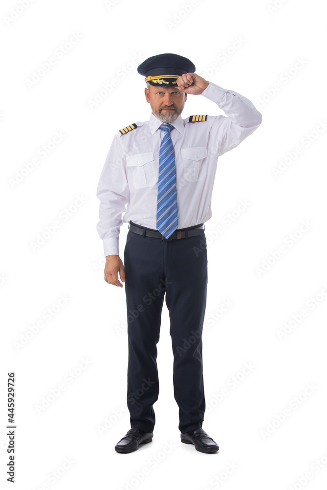 Confident pilot on white Confident pilot on white