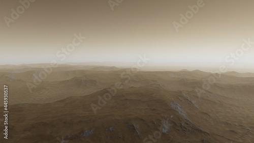 realistic surface of an alien planet, view from the surface of an exo-planet, canyons on an alien planet, stone planet, desert planet 3d render