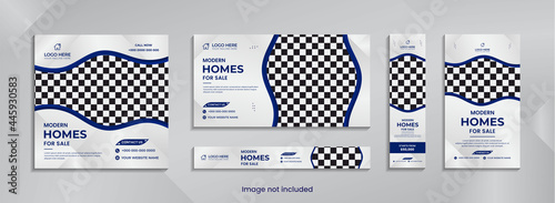 Real estate social media post and web banner minimal design with minimal shape.