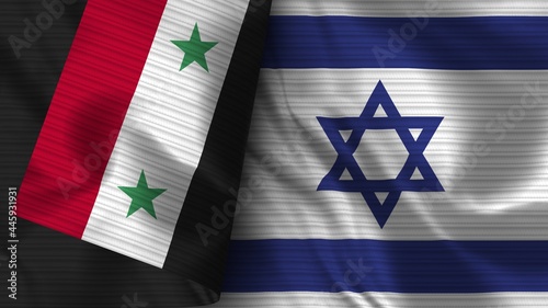 Israel and Syria Realistic Flag – Fabric Texture 3D Illustration