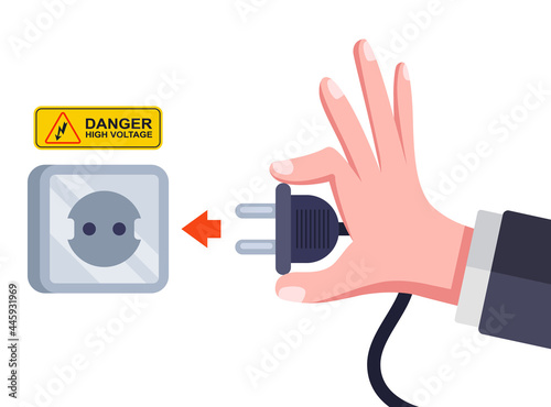 AC power plugs and sockets. plug in electrical equipment. flat vector illustration.