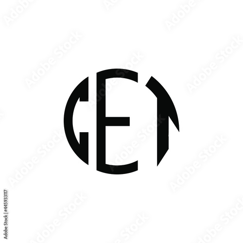 CET letter logo design. CET letter in circle shape. CET Creative three letter logo. Logo with three letters.  CET circle logo. CET letter vector design logo