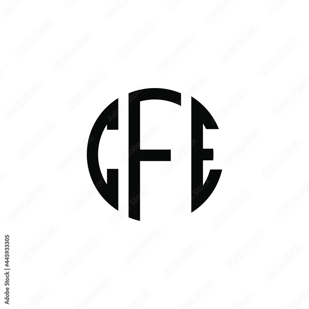 CFE letter logo design. CFE letter in circle shape. CFE Creative three