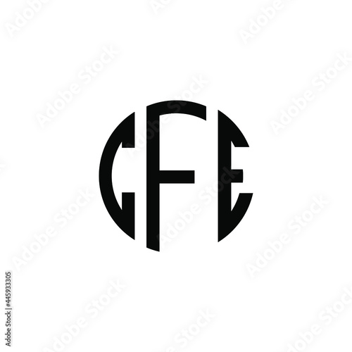 CFE letter logo design. CFE letter in circle shape. CFE Creative three letter logo. Logo with three letters. CFE circle logo. CFE letter vector design logo  photo